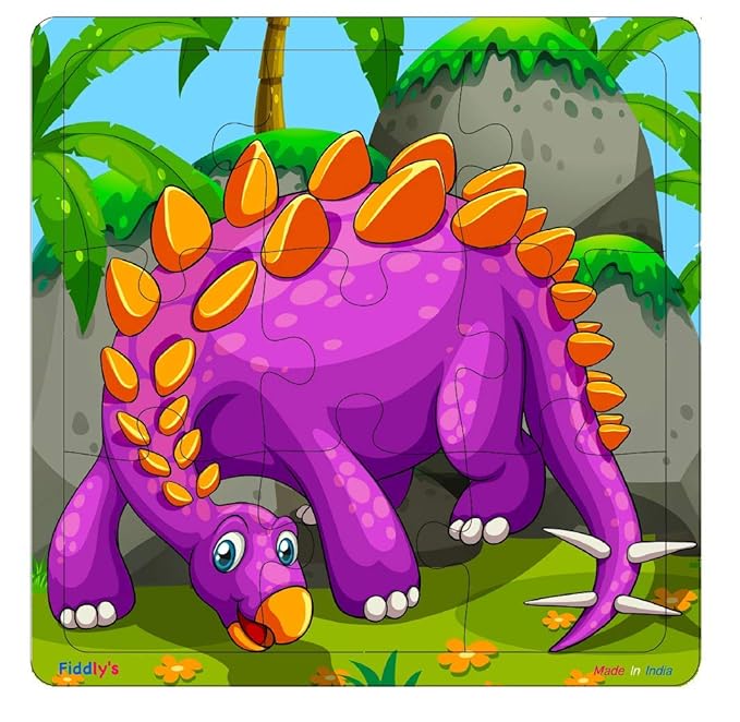 Fiddly Wood Jigsaw Puzzles for Children - 9 Pieces | Dinos | Pack of 3