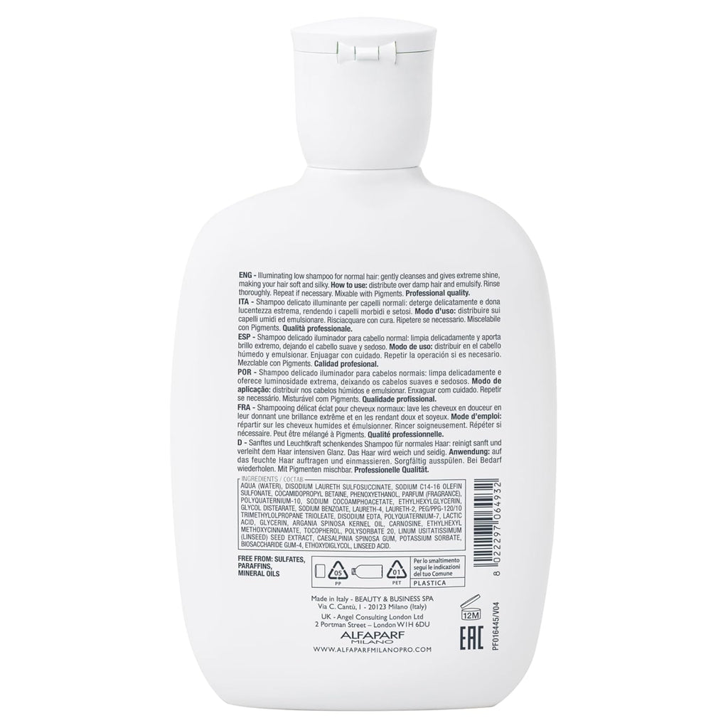Alfaparf Milano Professional Diamond Shampoo -For INSTANT SHINY HAIR - Normal Hair, Adds Radiance - Sulfate, Paraben and Paraffin Free, Safe for Color Treated Hair, Professional Salon Quality - 250ml