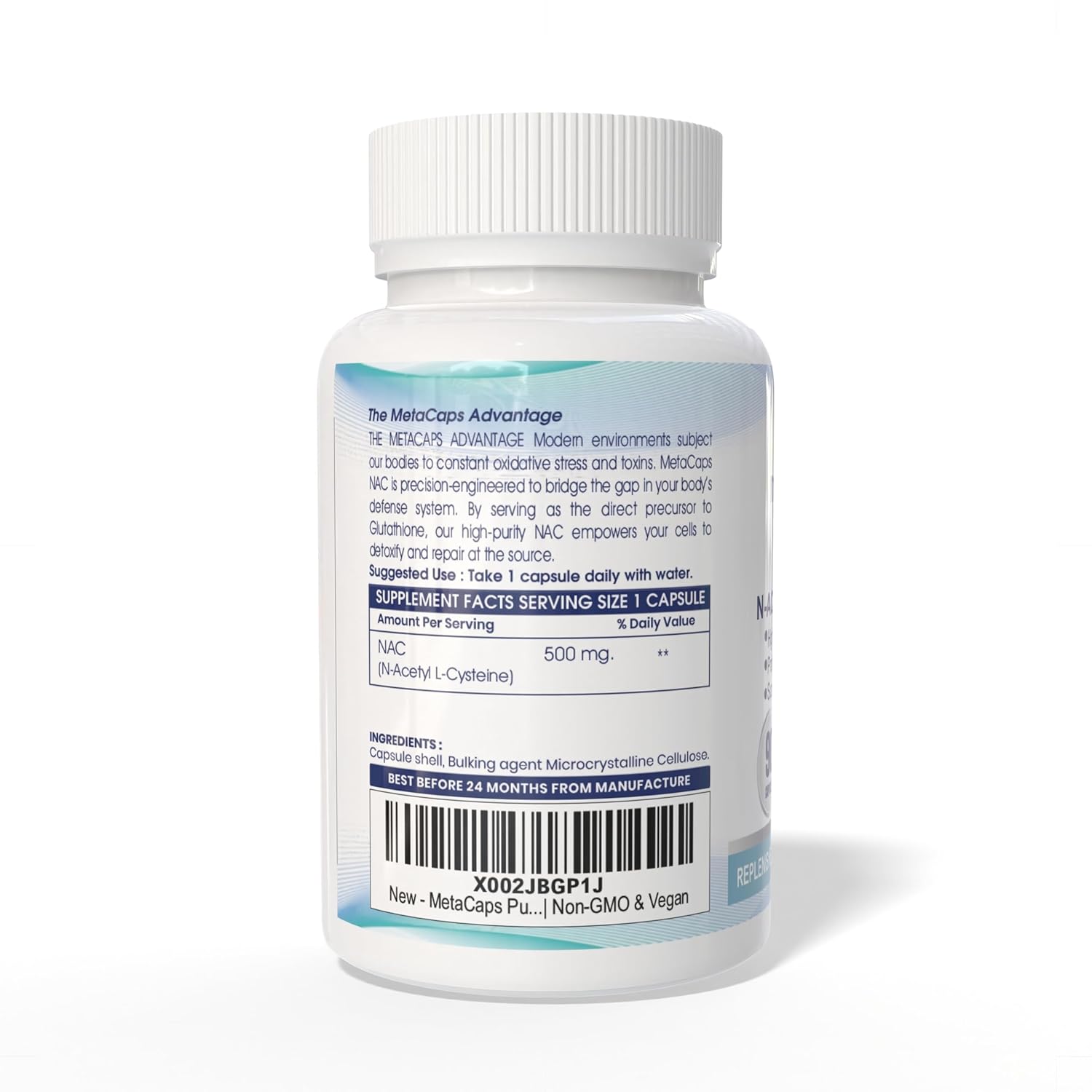MetaCaps Pure NAC (N-Acetyl L-Cysteine) 600mg – 90 Veg Capsules | High-Bioavailability Precursor to Glutathione | Advanced Detox, Liver & Lung Support | Powerful Cellular Antioxidant | Non-GMO & Vegan