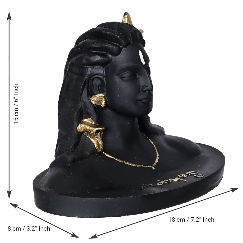 Ecraftindia Black Resin Handcrafted Adiyogi Shiva Statue for Car Dashboard | Lord Shiva Idol for Home Office