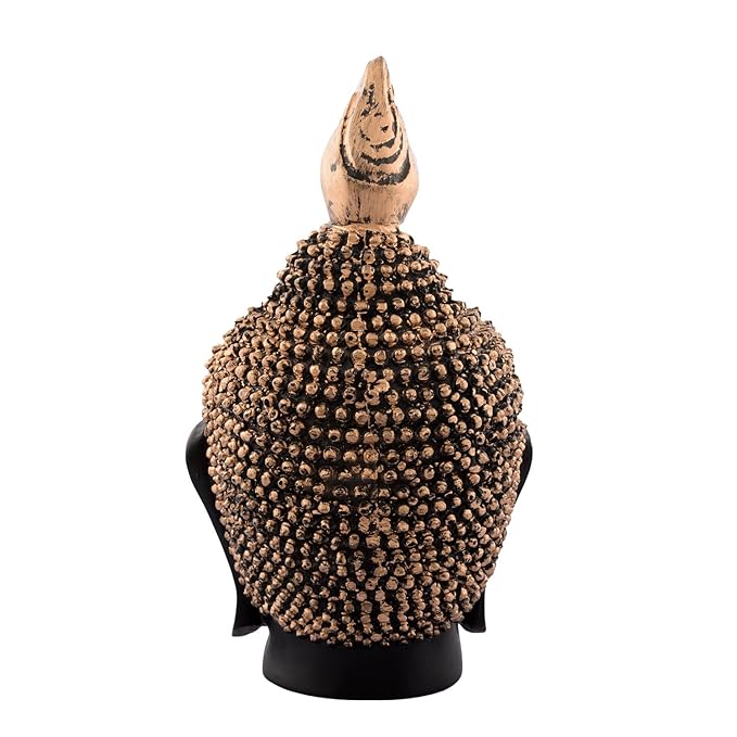 Ecraftindia Elegant Buddha Head Polyresin Statue | Red and Brown