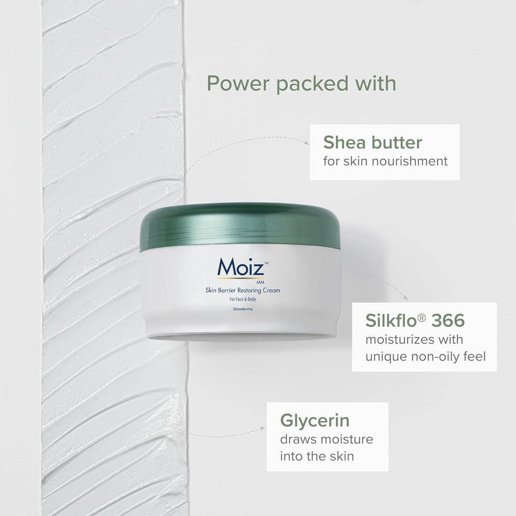 Moiz MM Skin Barrier Restoring Cream | For Very Dry & Sensitive Skin | Shea Butter & Vitamin E | Dermatologically Tested