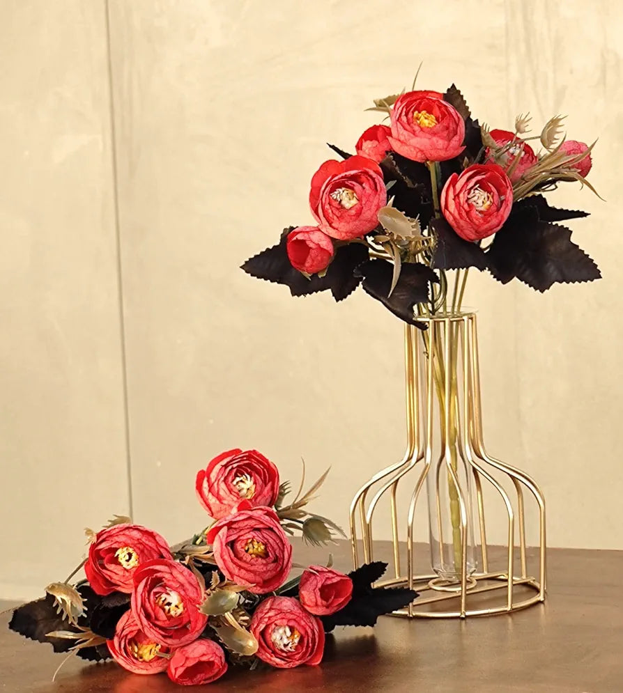 2 Pcs Artificial Rose Flower Sticks Red