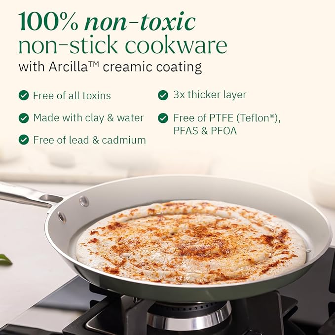 Ember Cookware Arcilla Ceramic Non Stick Dosa Tawa 28cm | Stainless Steel Handle | Grey