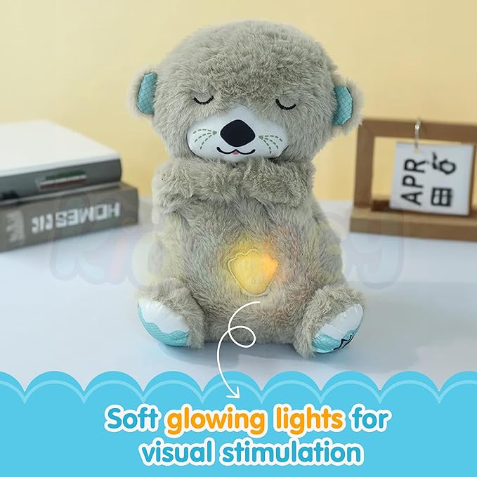 Kidology Baby Plush Toy with Music Lights & Breathing Motion Grey Colour - 30 cm