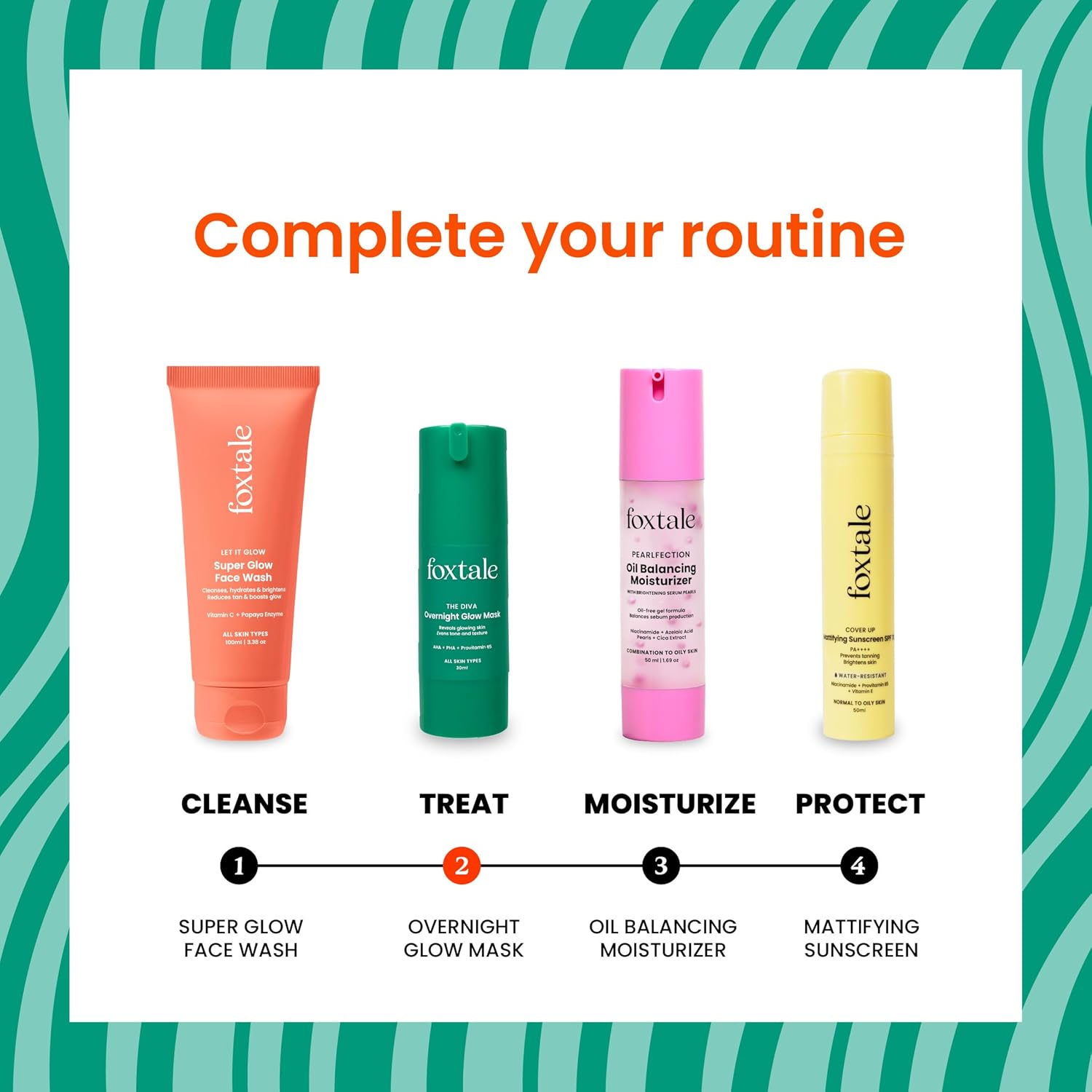 Foxtale Overnight Glow Mask | 4% Glycolic Acid | 3% Lactic Acid |Reduces Blackheads, Whiteheads | 30 Second Salon like Brightening Facial for Glowing Skin | Men & Women - 30ml