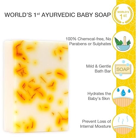 Omved Mrudu Almond Milk and Saffron Ayurvedic Baby Soap - 100 gms