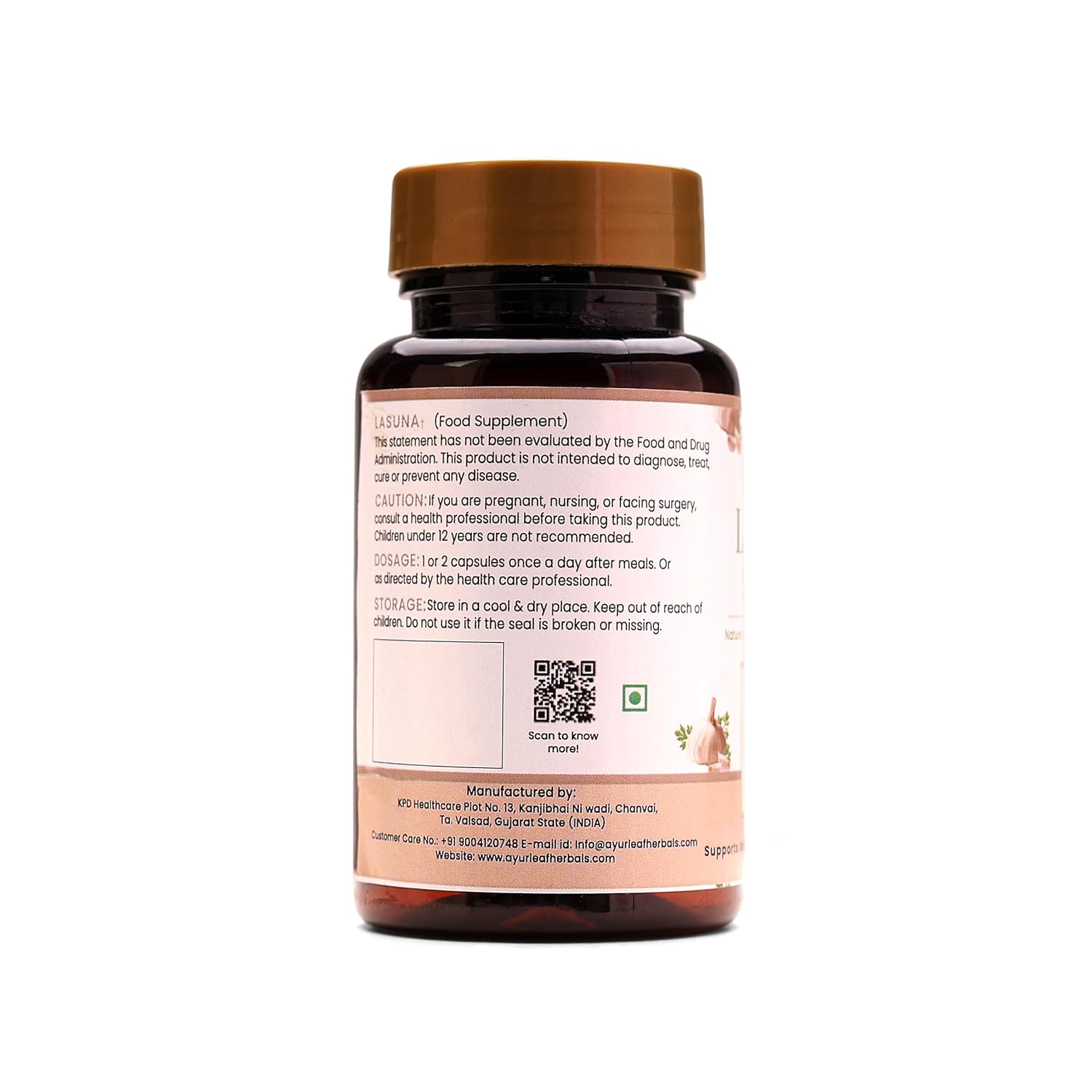 Ayurleaf Herbals Lasuna (Garlic) Capsules 60 Caps | Pack of 2