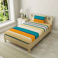 The Home Style Cotton Feel Glace Cotton Elastic Single Bed Bedsheet With 1 Pillow Cover ButterScotch