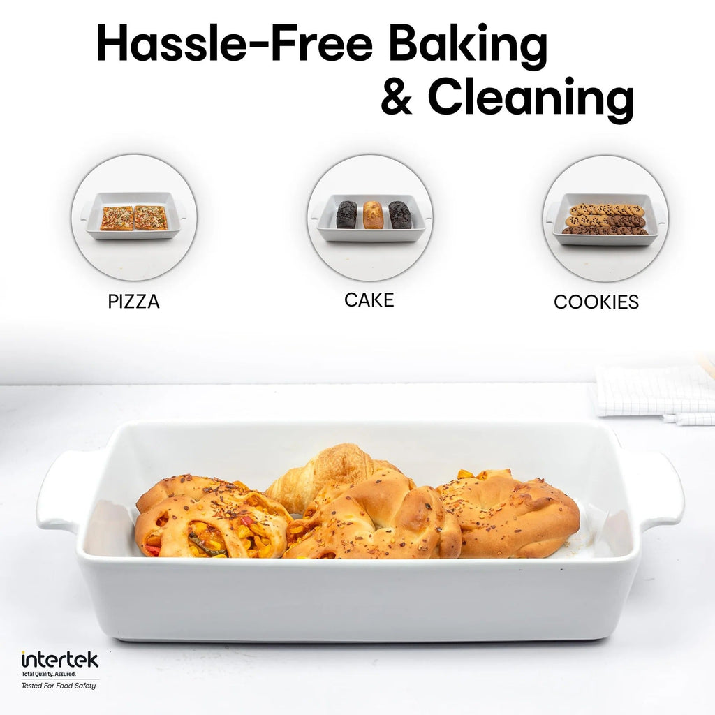 Anko White Rectangular Stoneware Baking Tray Oven Dishwasher Microwave Safe 6.7x43x24.5cm