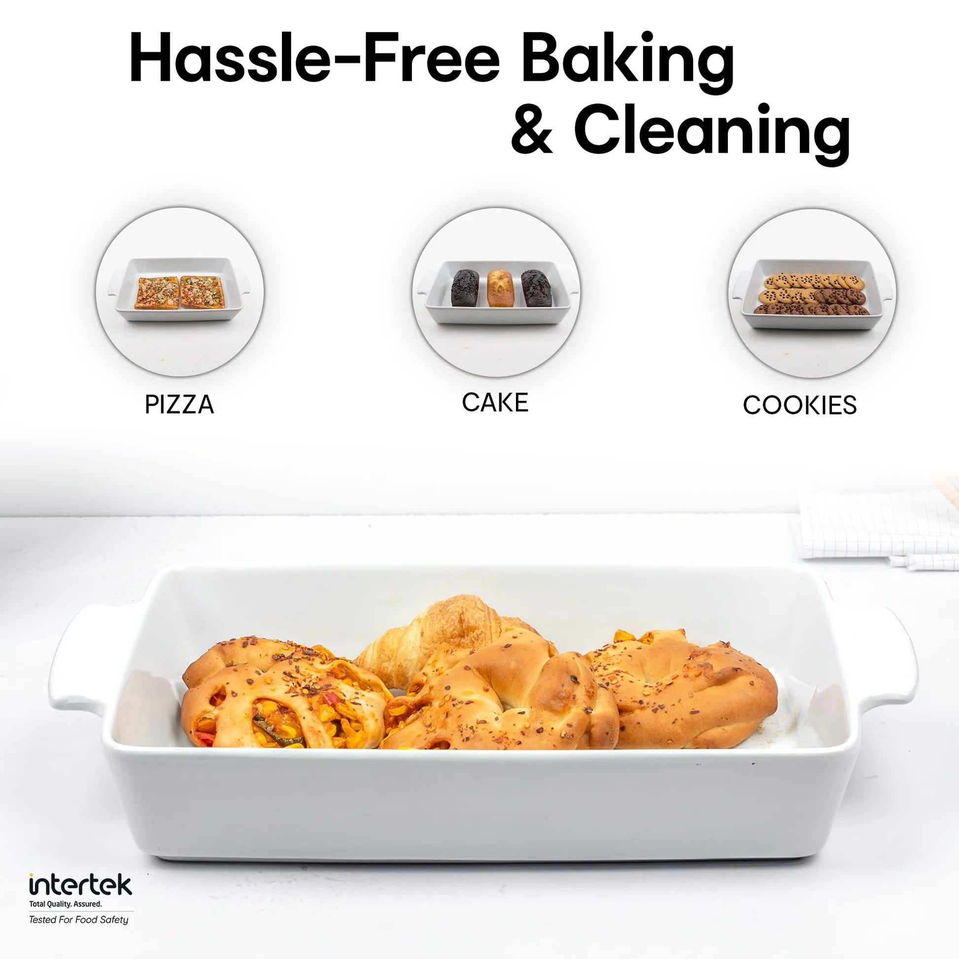 Anko White Rectangular Stoneware Baking Tray Oven Dishwasher Microwave Safe 6.7x43x24.5cm