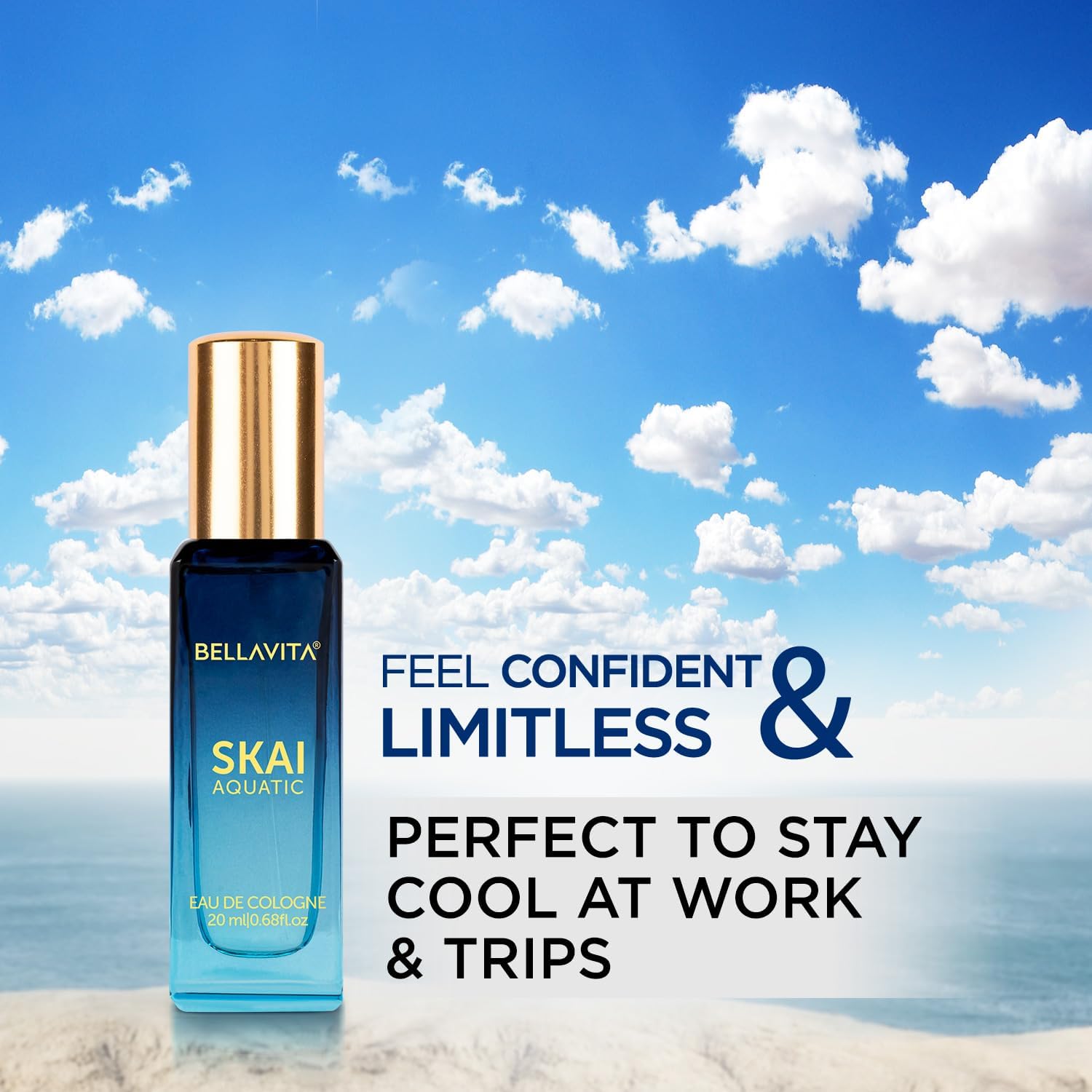 BELLAVITA Skai Aquatic EDC & Fresh EDT | Long Lasting 2x20ml Perfume for Man & Woman | Gifts for Woman | Bergamot, Ylang Ylang, Pink Pepper | Premium Fragrance