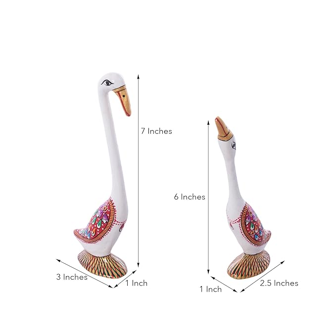 Ecraftindia Loving Swan Couple Meenakari Figurine