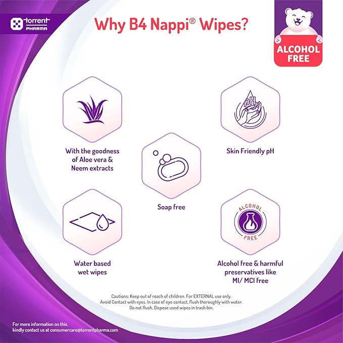 Torrent Pharma B4 Nappi Wipes - 80 Pieces