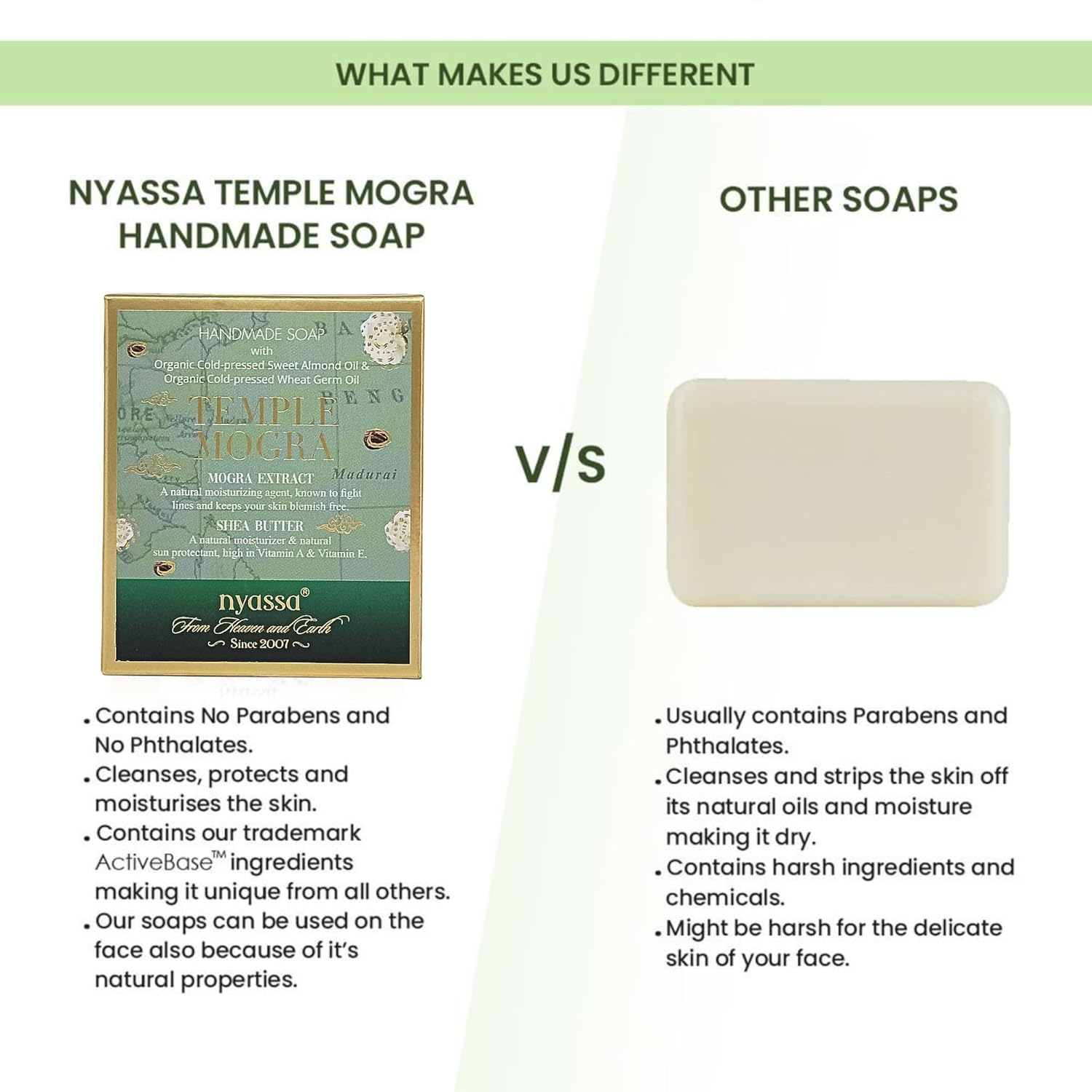 Nyassa Temple Mogra Natural Bathing Handmade Soap - 150 Gms