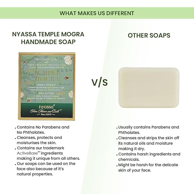 Nyassa Luxurious Temple Mogra Handmade Natural Bathing Soap - 150 Gms