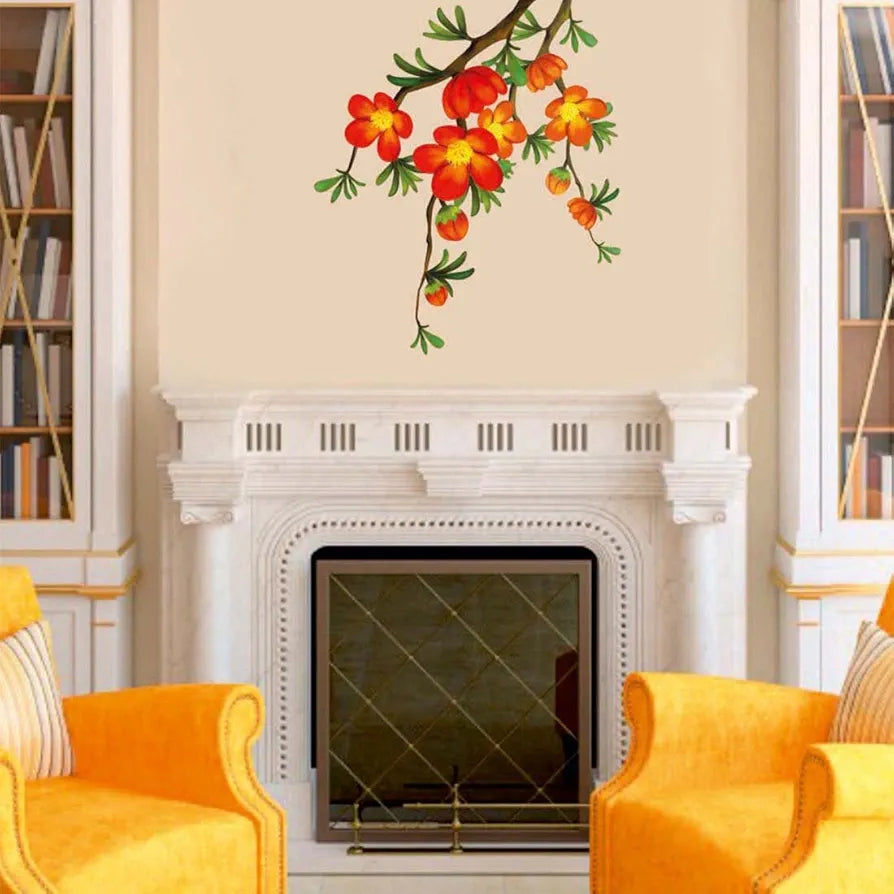 AH Decals Floral Branch with Realistic Flowers PVC Vinyl Wall Sticker Floral_01