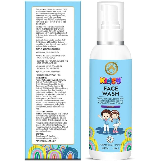 Mom & World Kidsy Face Wash Tear Free - 120ml (Pack of 2)