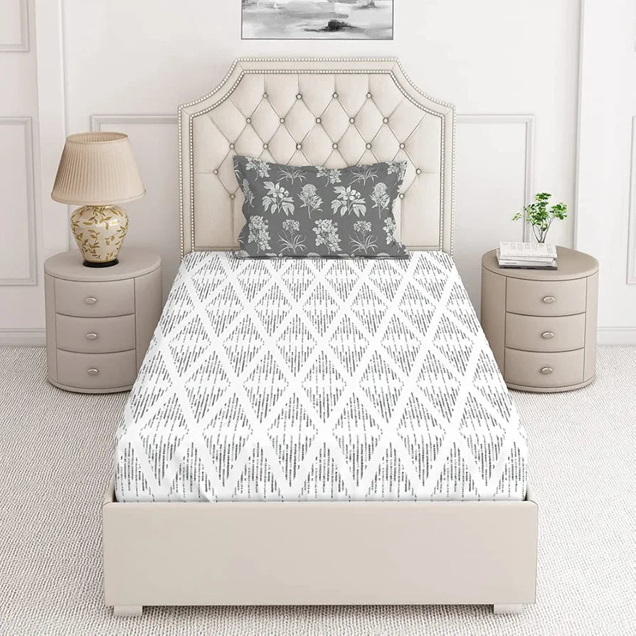 Layers Illuminating Homes Single Bedsheet Cotton Includes 1 Pillow Cover Light Weight Breathable Grey