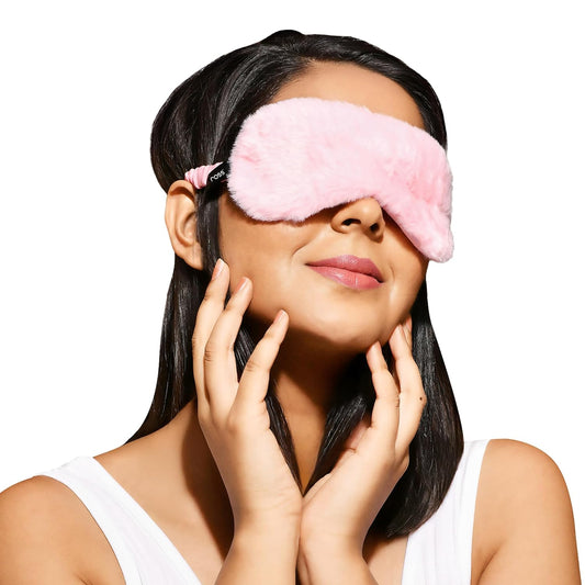 Ross 100% Mulberry Silk Faux Fur Sleep Mask – Super Soft, Plush & Smooth Eye Mask for Ultimate Comfort, Deep Sleep, Light Blocking & Relaxation – Perfect for Travel, Meditation & Better Sleep (Pink - Fur)