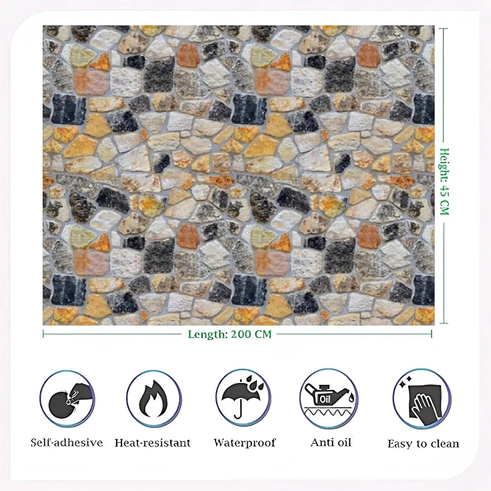 Jaamso Royals New 3d Effect Stone Peel and Stick Self Adhesive Wallpaper Wall Sticker Wallpaper 6
