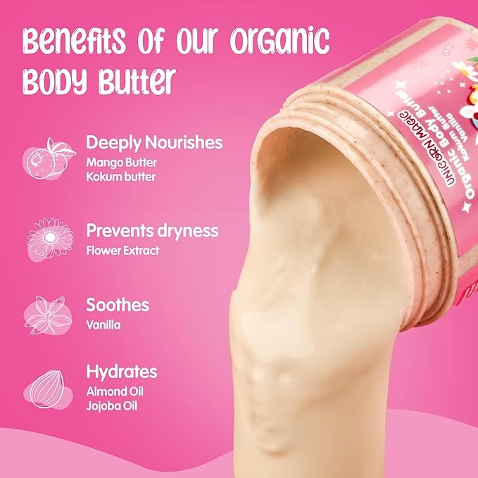 Puddles Organic Kids Body Butter Cream Unicorn Magic - Age 2-12 Years - 50 gms