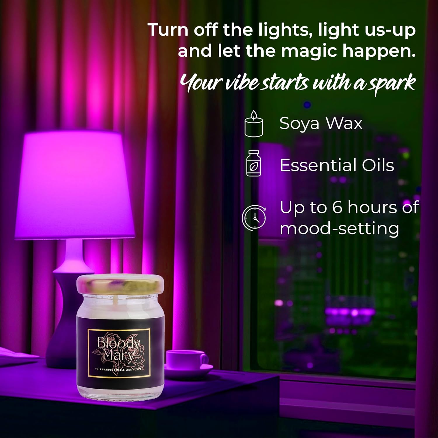 Bloomastra Bloom Bloody Mary Soy Wax Candle | Smoke-Free Small Jar Candle | Long-Lasting Scented Candle for Home Decor, Gifting & Aromatherapy (Size: 4.4x4.4x6 cm)