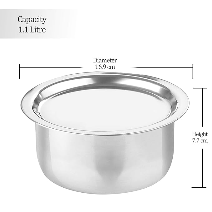 Milton Pro Cook Triply Stainless Steel Induction Tope with Lid, 14 cm / 1.1 Litre - 1220 gms