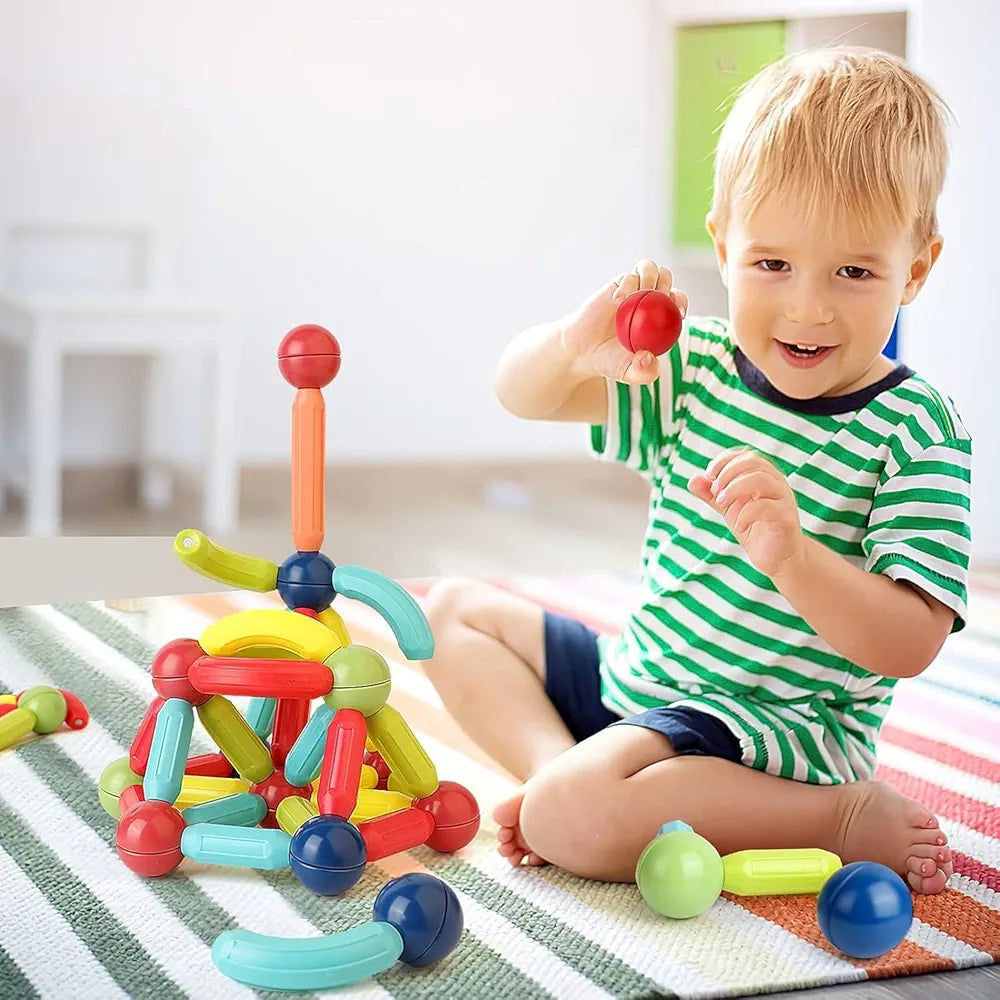 Lefan Magnetic Sticks 32 pcs Building Blocks for Kids Big Magnetic Toys for Kids Girls Boys Toddlers Age 3 4 5 6 7 8 9 Years- Educational Stem