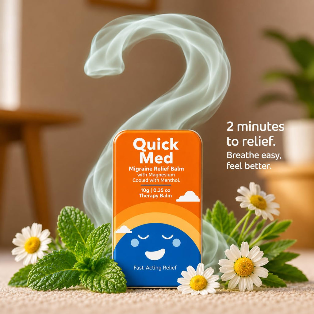 Quick Med Migraine Relief Balm 10g – Fast Relief in Just 2 Minutes | Cooling Menthol Formula | Pocket-Size Therapy Balm