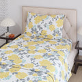 Layers Zen Cotton Blend Single Bedsheet Set 1 Single Cotton Bedsheet & 1 Pillow Cover Breathable & Anti-Wrinkle 225 CVC Yellow