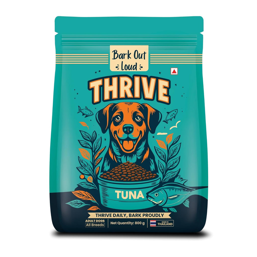 Thrive- Bark Out Loud Real Tuna Fish Dry Dog Food | Antioxidants, Omega, Multivitamins | Yucca for Digestion (800 gm)