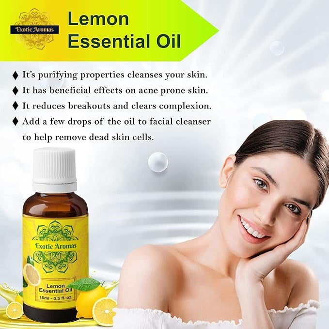 Exotic Aromas Lemon Essential Oil - 15 ml (Pack of 2)