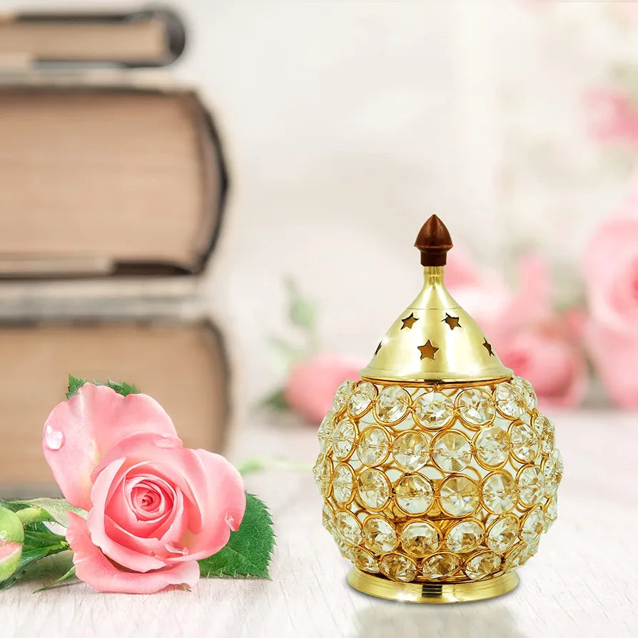 Shubhkart Nitya Brass Crystal Akhand Jyot Matki Diya Small Size Table Deepak Oil Lamp 274 Gm