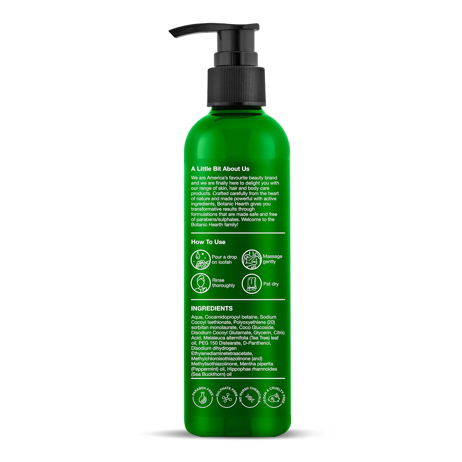 Botanic Hearth Tea Tree Body Wash with Sea Buckthorn Oil, Peppermint Oil | Detoxifies & Rejuvenates | Long Lasting Fragrance | Sulphate & Paraben Free | Shower Gel for Men and Women | 245ml