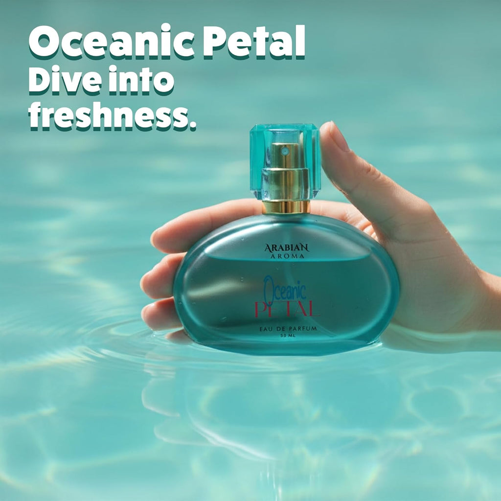 Arabian Aroma Oceanic Petal Eau De Parfum for Women 50ML â€“ Fresh Aquatic Floral Perfume with Melon, Lotus, Lemon, Jasmine, Musk & Vanilla