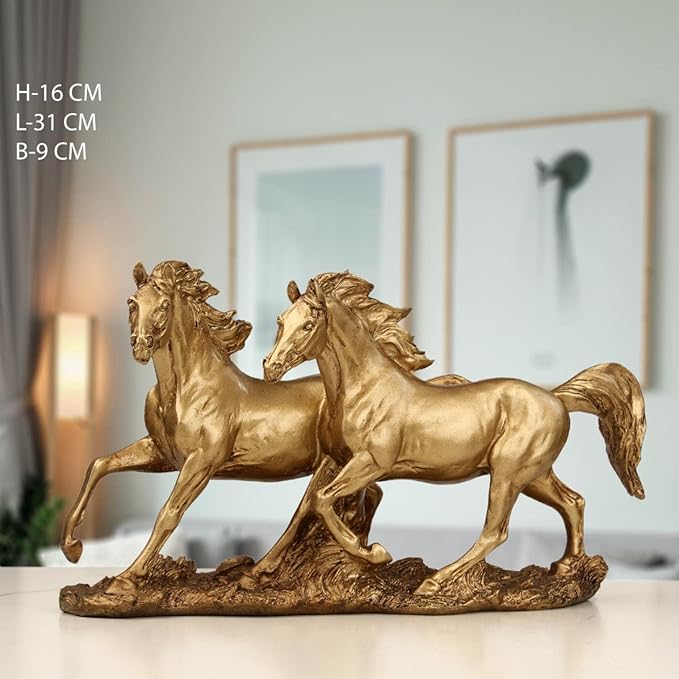 Indicast Resin Feng Shui 6"  Inch Running Horse Statue Handcrafted Decorative Showpiece Idol | Home Decor Animal Figurines