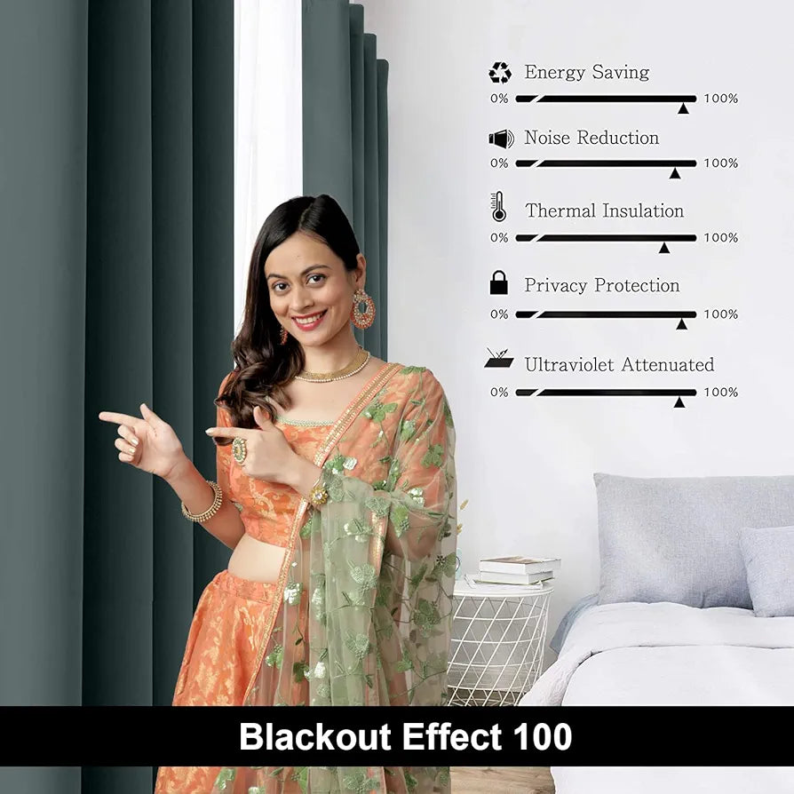 Divine Casa 7 Feet Blackout Door Curtain Premium Room Darkening Thermal Insulation & Noise Reduction Opaque Polyester (Pack of 1)