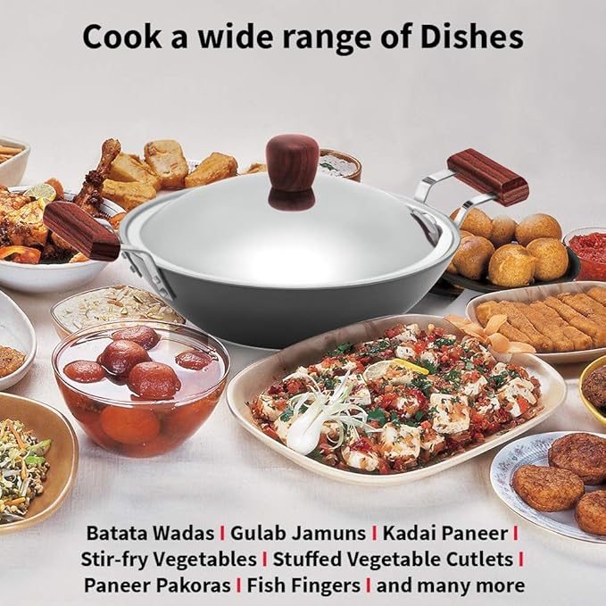 Hawkins Futura 2.5 Litre Deep Fry Pan, Non Stick Kadai with Stainless Steel Lid