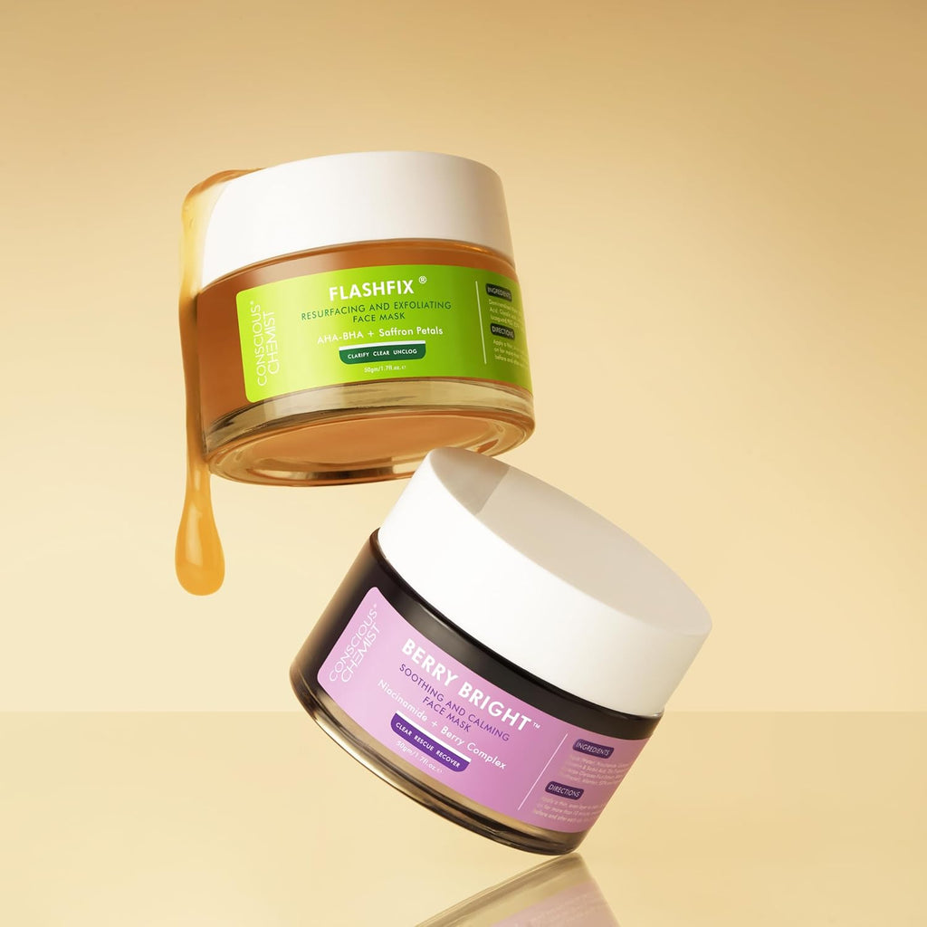 Conscious ChemistÂ® Berry Bright Pore Refining & Brightening Face Mask | For Bright and Clear Skin with Niacinamide & Berry Extracts | 50g