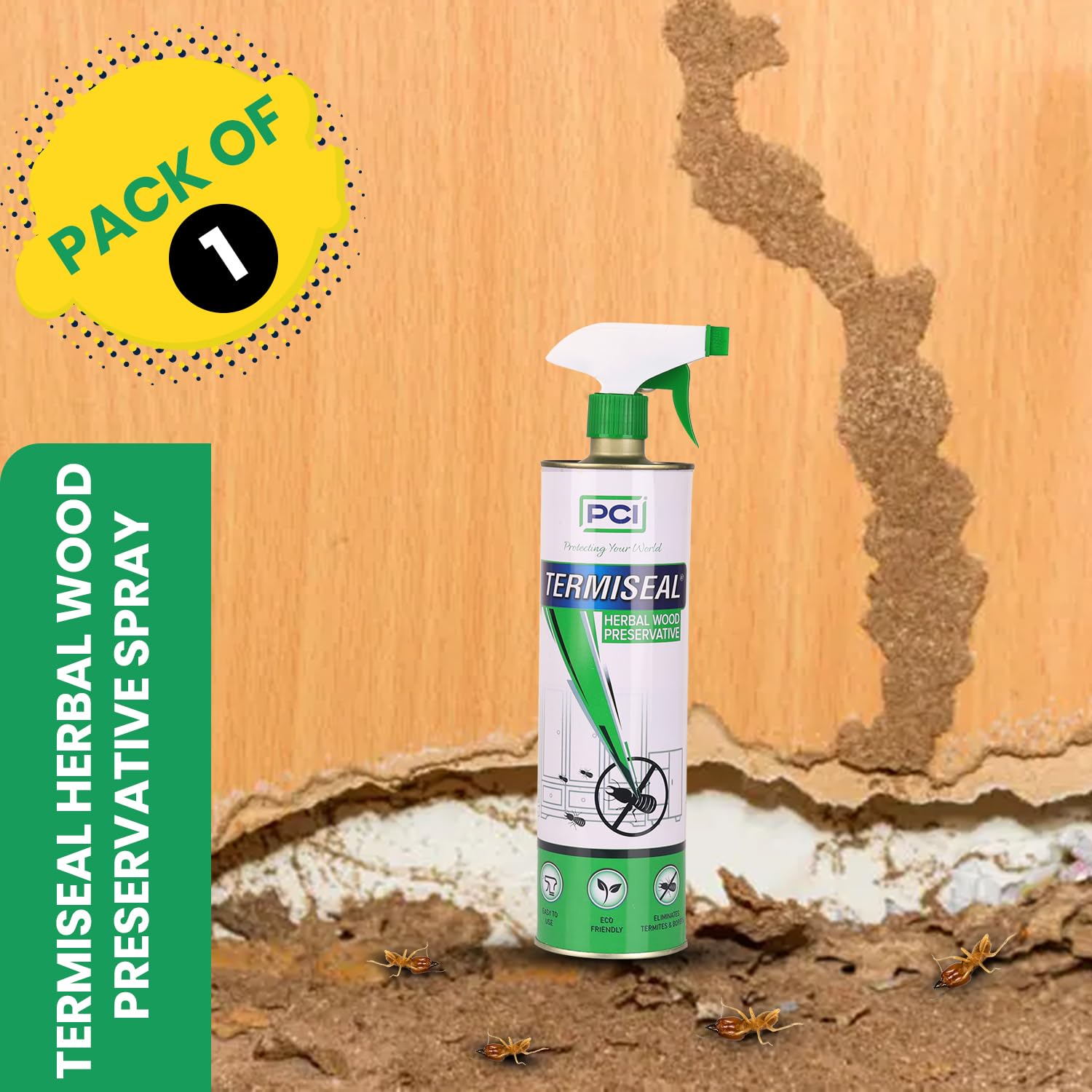 PCI Termiseal Herbal Wood Preservative Spray | Eco-Friendly Termite Killer Spray| Wood Preservative and Termite, Borer, Insect Repellant For Home, Kitchen and Offices 500 ml