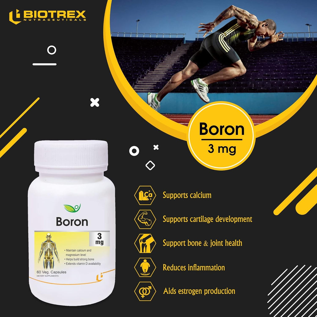 Biotrex Boron 3mg | Build Strong Bones | Improve Muscle Coordination | 60 Veg Capsules