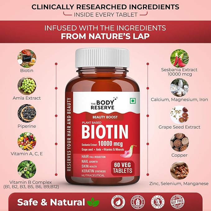 The Body Reserve Plant-Based Biotin Tablets - 60 tabs