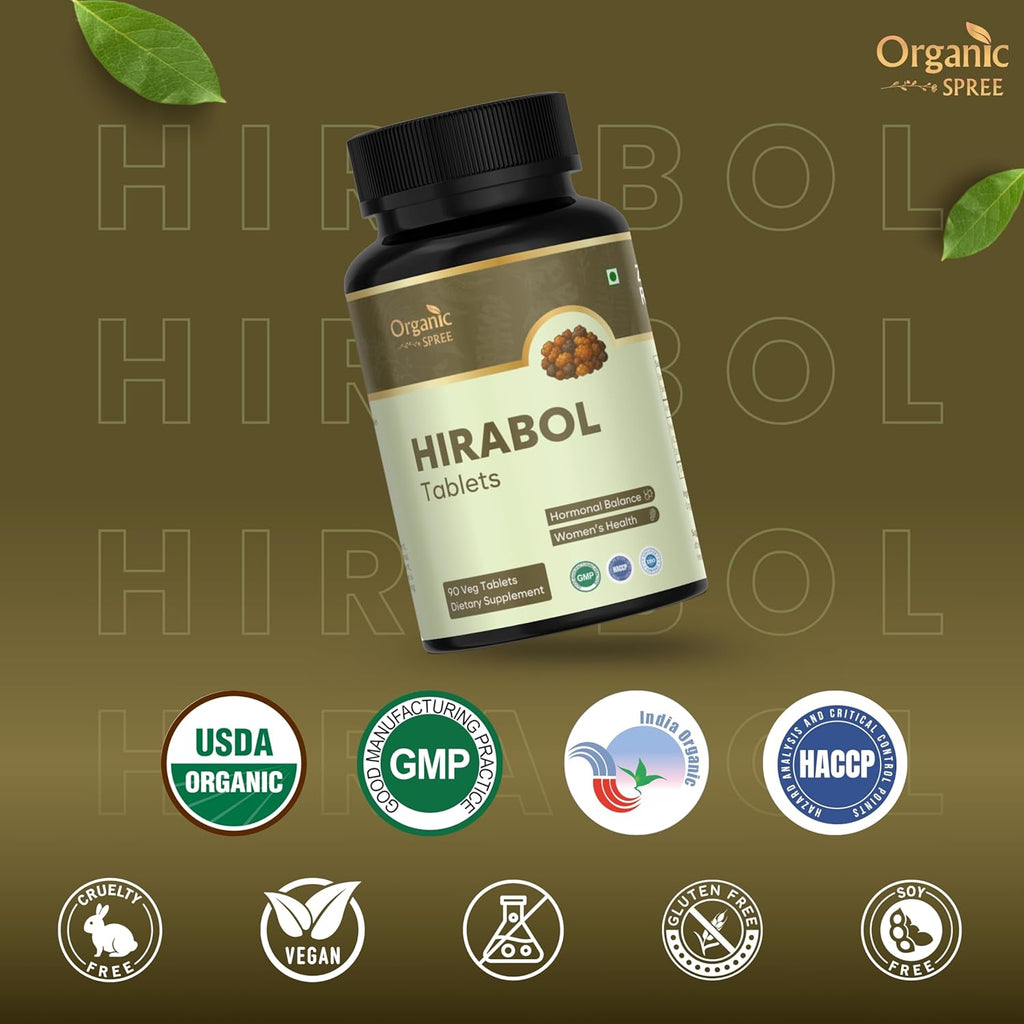 Organic Spree Hirabol â€“ 90 Tablets | Plant - Based Dietary Supplement | Suitable for Daily Routine & Wellness Support | Vegan and GMP (Pack of -1)