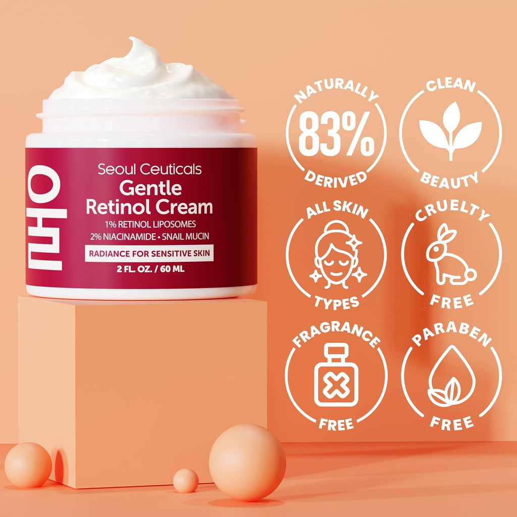 SeoulCeuticals Korean Retinol Night Cream for Face â€“ K Beauty 1% Retinol Cream with 97.5% Snail Mucin & 2% Niacinamide â€“ Lightweight Moisturizer for Sensitive Skin â€“ 2oz