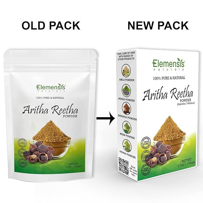 Elemensis Naturals Pure & Natural Aritha/Reetha/Ritha/Soapnuts (Sapindus Mukorossi) Powder - 100 gms