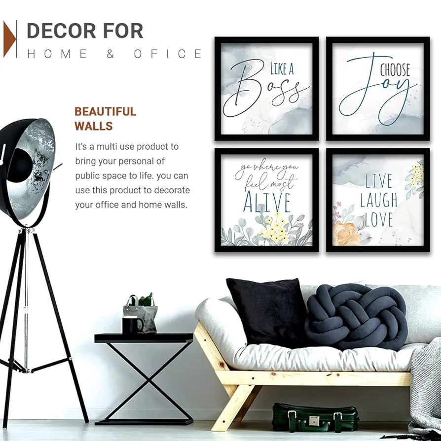 Kotart Like A Boss Motivational Wall Frames for Home and Office Set of 4