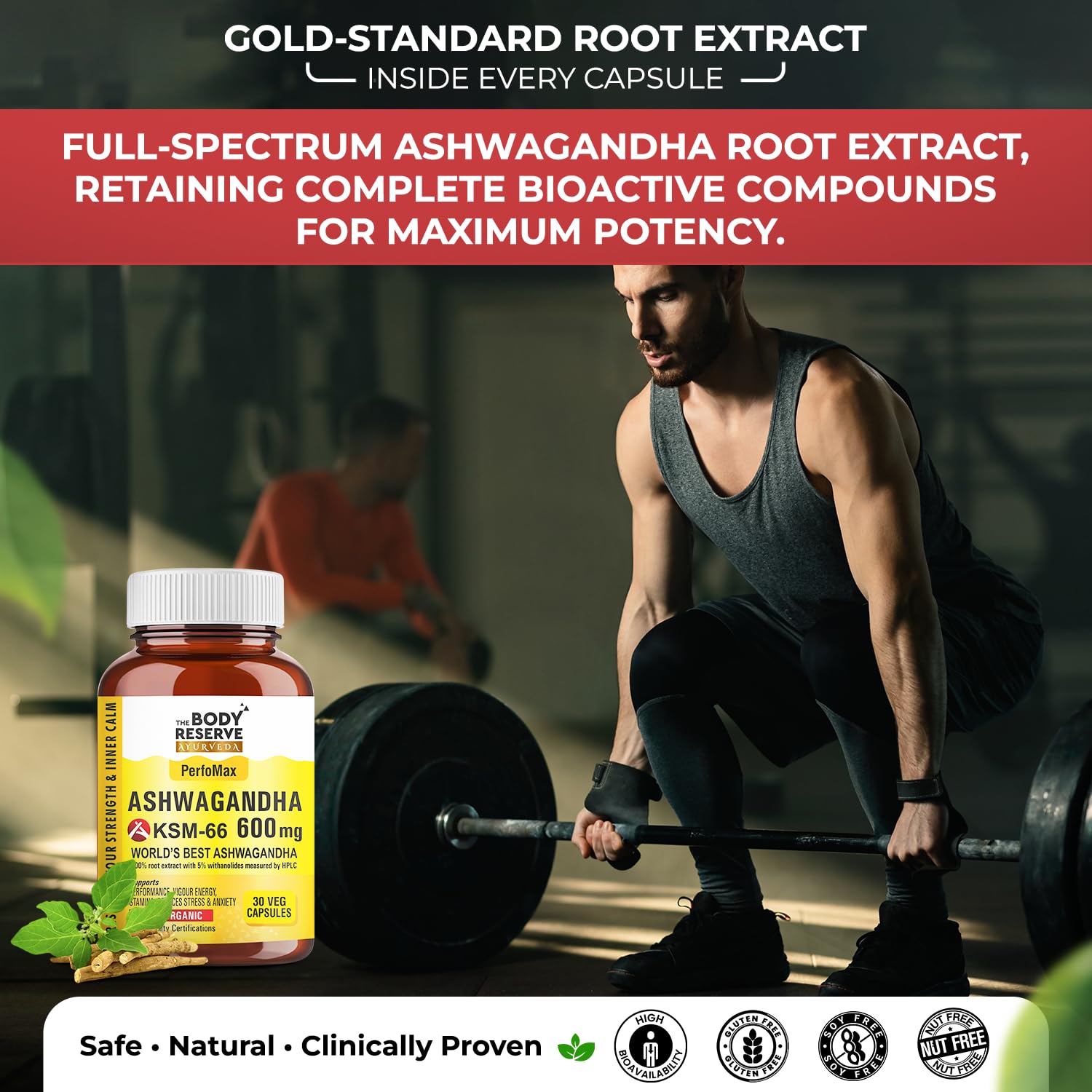 The Body Reserve Ashwagandha KSM66-30 Capsules Ashwagandha KSM 66 for men & Women Supports Stress Management & Muscle Recovery