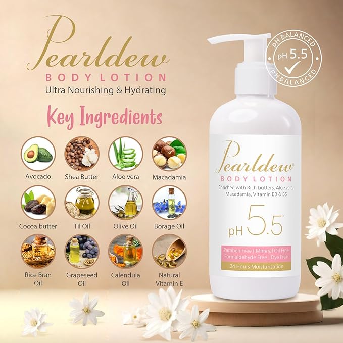 Pearldew Body Lotion - 300 ml | With Aloe, Avocado & Butters | pH 5.5 | Pack of 3