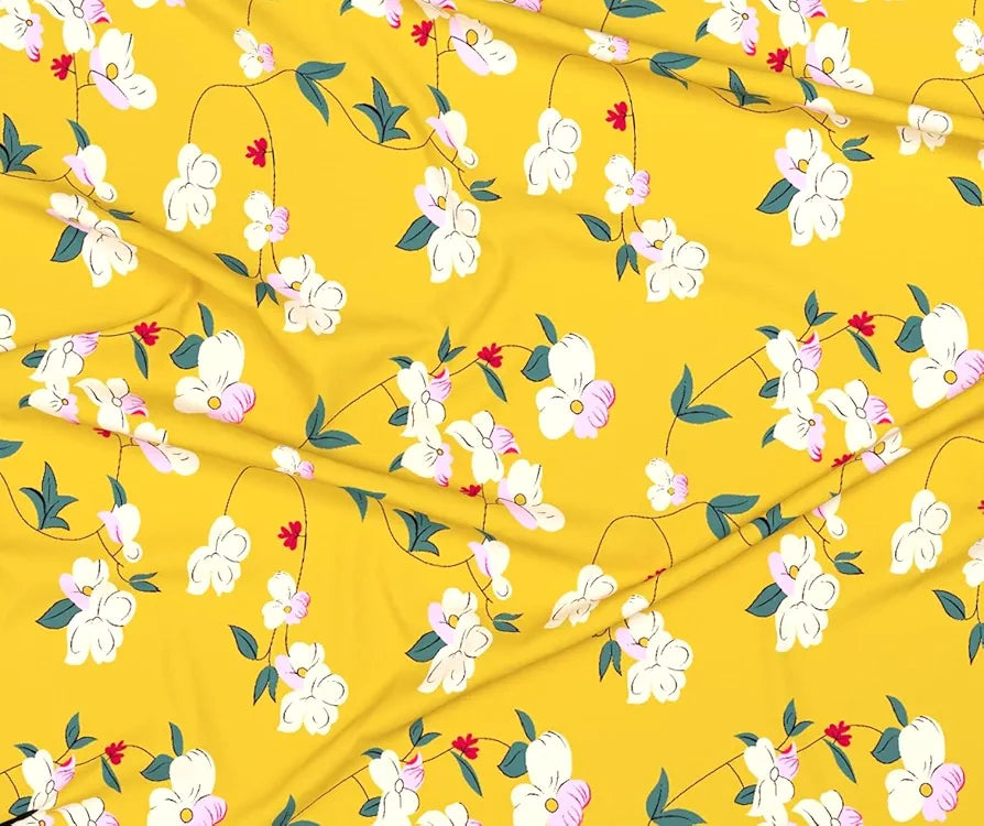 Homekart Premium Cotton Elastic Fitted Bedsheets with 2 King Size Pillow Covers Double Bed Flower Print Yellow and Green 200 tc - 220 tc
